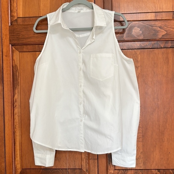 Active USA White Cotton Button Down Cold Shoulder Blouse Large NWT - Picture 5 of 8